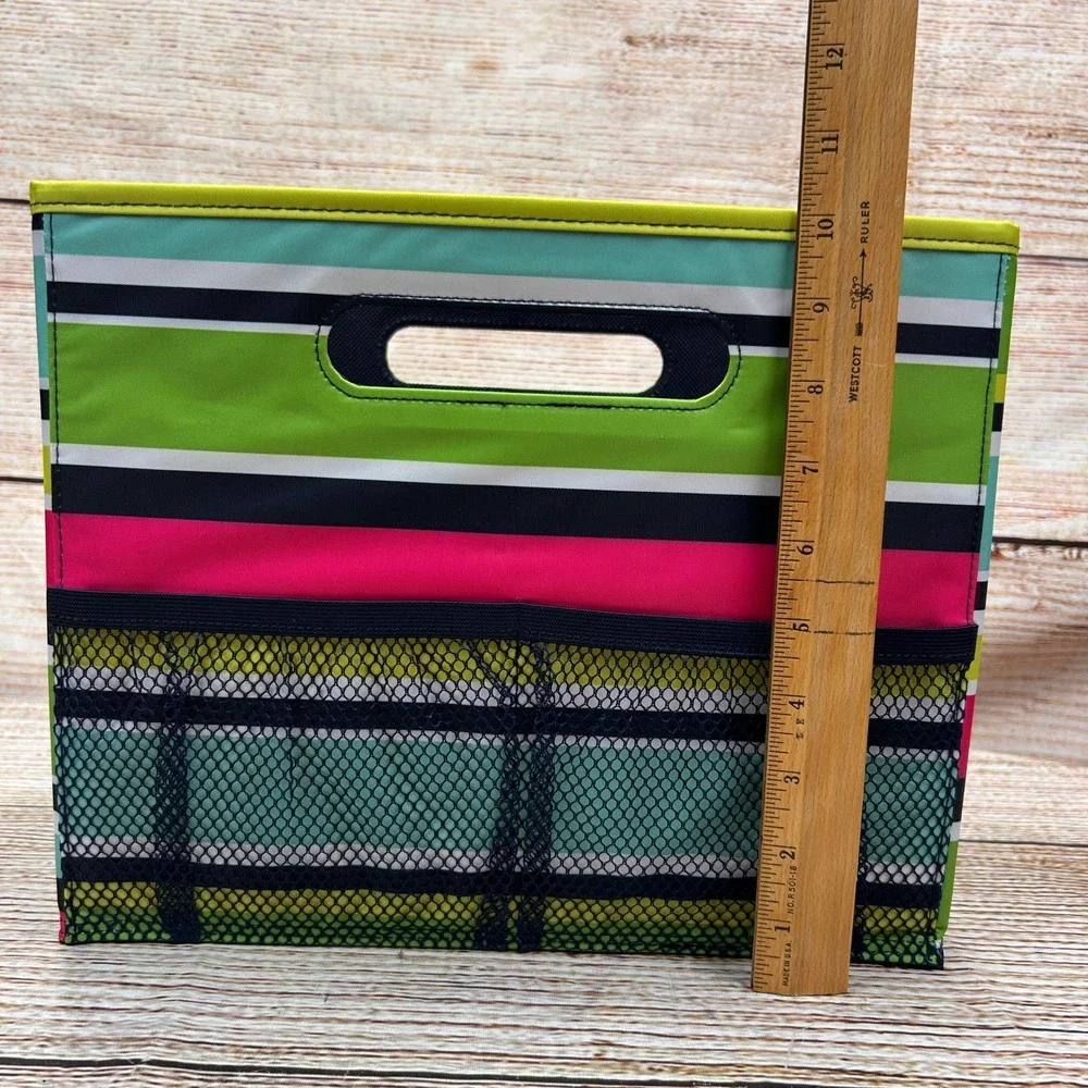 Thirty-One Fold N File Preppy Pop Striped Collapsible Office Organizer 3890 NEW